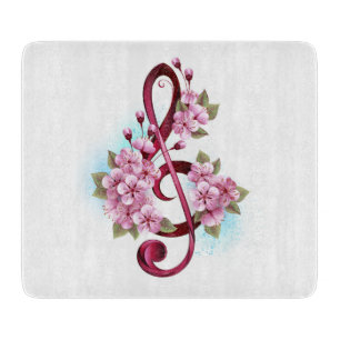 Musikalische Tischtennisnotizen mit Sakura-Blume Schneidebrett