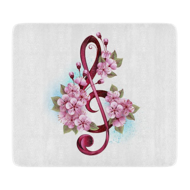 Musikalische Tischtennisnotizen mit Sakura-Blume Schneidebrett (Vorderseite)