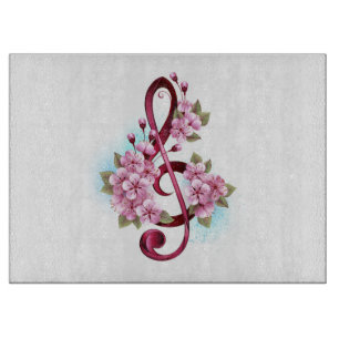 Musikalische Tischtennisnotizen mit Sakura-Blume Schneidebrett