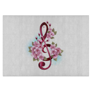 Musikalische Tischtennisnotizen mit Sakura-Blume Schneidebrett