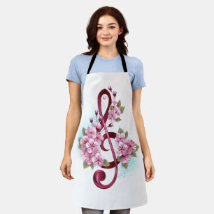 Musikalische Tischtennisnotizen mit Sakura-Blume Schürze