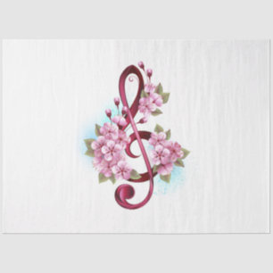 Musikalische Tischtennisnotizen mit Sakura-Blume Seidenpapier