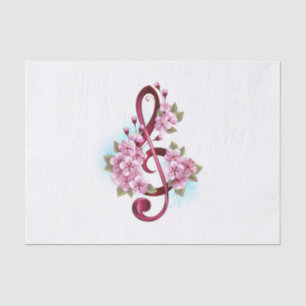 Musikalische Tischtennisnotizen mit Sakura-Blume Seidenpapier