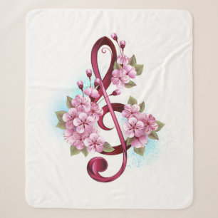 Musikalische Tischtennisnotizen mit Sakura-Blume Sherpadecke