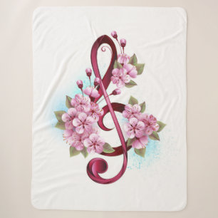 Musikalische Tischtennisnotizen mit Sakura-Blume Sherpadecke