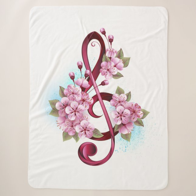 Musikalische Tischtennisnotizen mit Sakura-Blume Sherpadecke (Vorderseite)