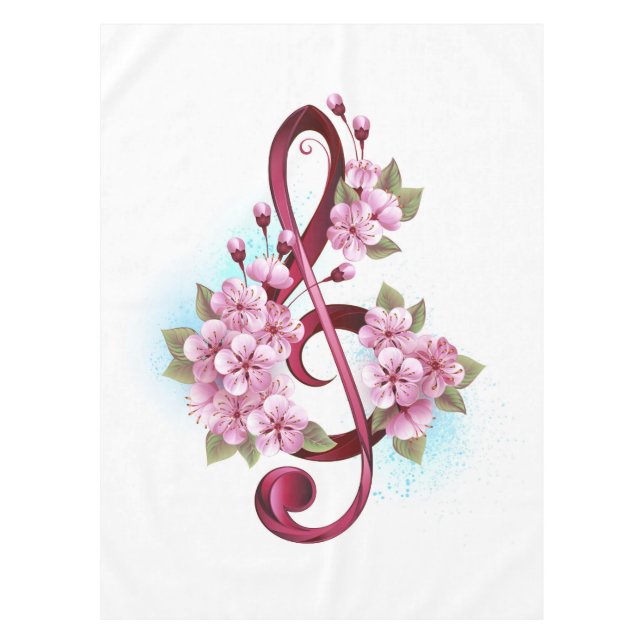Musikalische Tischtennisnotizen mit Sakura-Blume Tischdecke (Vorderseite)