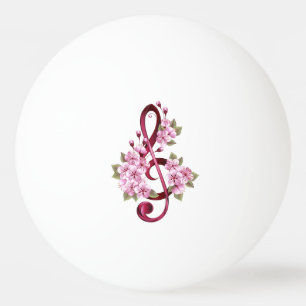 Musikalische Tischtennisnotizen mit Sakura-Blume Tischtennisball
