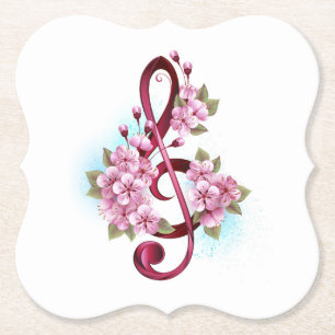 Musikalische Tischtennisnotizen mit Sakura-Blume Untersetzer