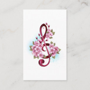 Musikalische Tischtennisnotizen mit Sakura-Blume Visitenkarte