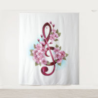 Musikalische Tischtennisnotizen mit Sakura-Blume