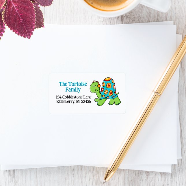 Musikalische Turtelfarben Tortoise Music Adressaufkleber (Musical Turtle Address Labels)