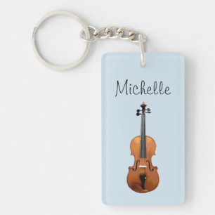 Musikalische Violine Custom Script blau Schlüsselanhänger