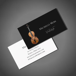 Musikalische Violine Klassik Schwarz-weiß Visitenkarte