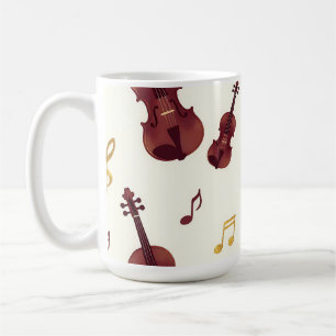 Musikalische Violinen Nahtloses Muster Kaffeetasse