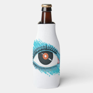 Musikalische Vision: eye illustration with vinyl Flaschenkühler