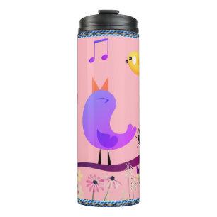 Musikalische Vögel (mit/ Initialen) Thermal Tumble Thermosbecher