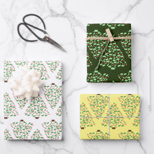 Musikalische Weihnachtsbaumwrapping Paper Sheets Geschenkpapier Set (Vorderseite)