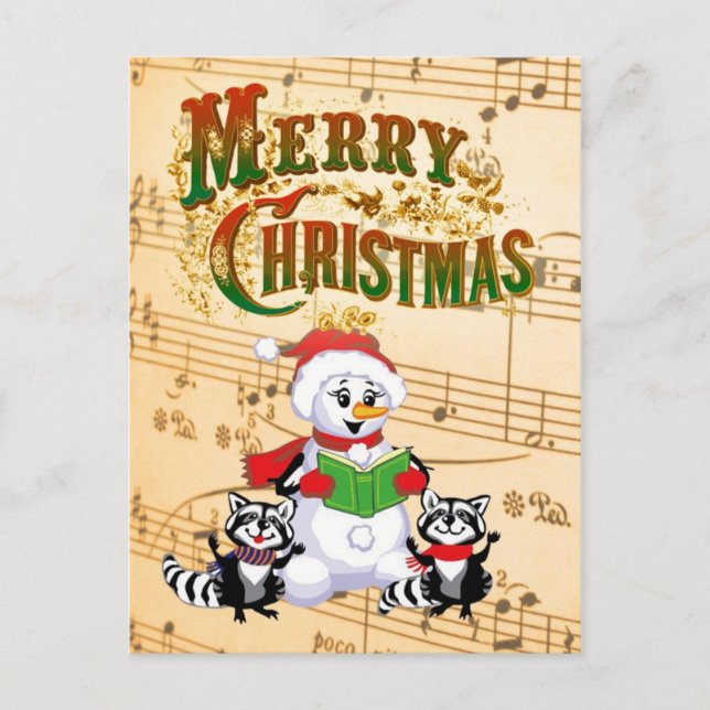 Musikalische Weihnachtsgrüße Feiertagspostkarte (Vorderseite)