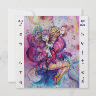 MUSIKALISCHER CLOWN, rosa blau, weißes Eis metalli Einladung