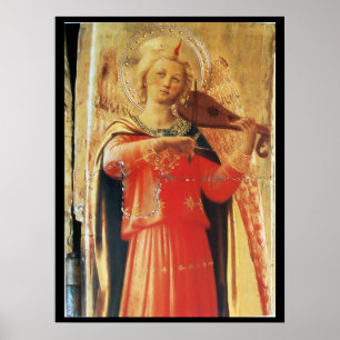 MUSIKALISCHER ENGEL IN ROT UND GOLD POSTER