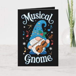 Musikalischer Gnom Weihnachten Violine Stechpalme Karte