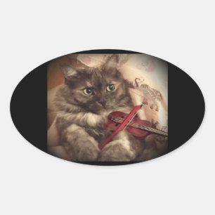Musikalischer Katzen-Aufkleber (OVAL) durch Ovaler Aufkleber