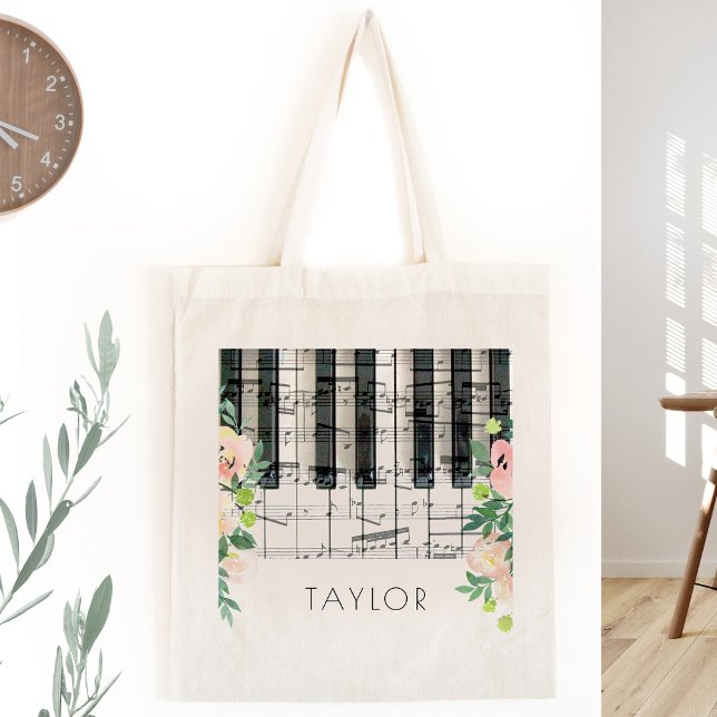 musikalischer Klavierflorname Tragetasche (Von Creator hochgeladen)