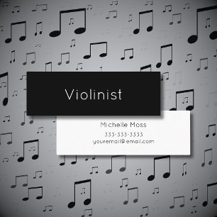 Musikalischer Minimalistischer Violinist Black Mini Visitenkarte