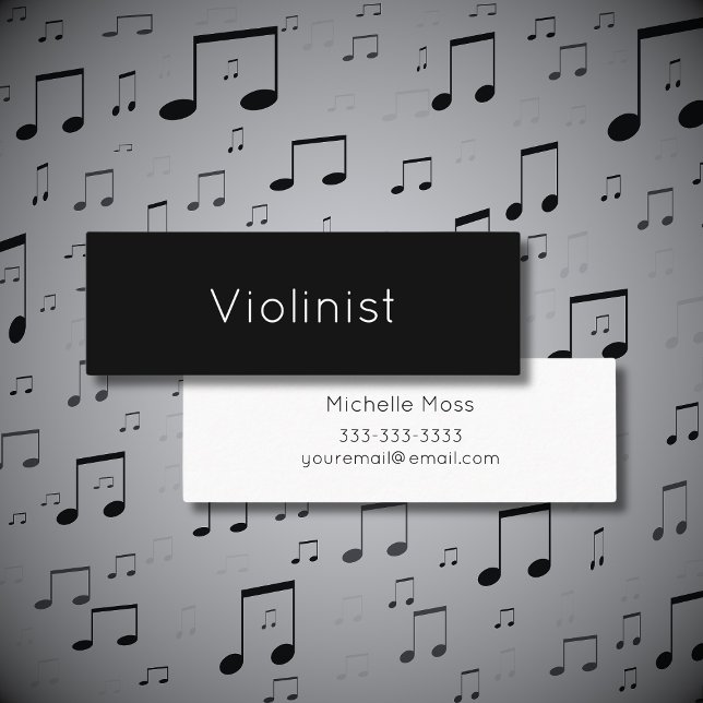 Musikalischer Minimalistischer Violinist Black Mini Visitenkarte (Von Creator hochgeladen)