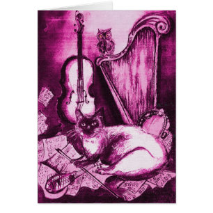 MUSIKALISCHER MUTTERTAG-KATZE ,Pink Fuchsienweiß