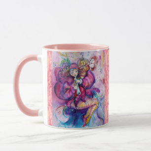 MUSIKALISCHER ROSAFARBENER CLOWN MIT EULE TASSE