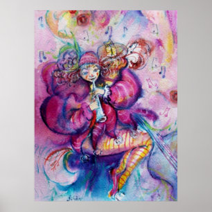 MUSIKALISCHER ROSAFARBENER CLOWN POSTER