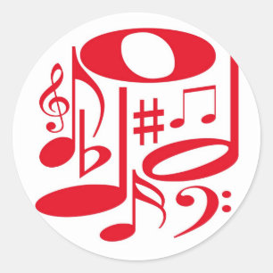 Musikalischer roter Aufkleber