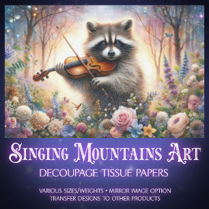 Musikalischer verzauberter Wald Raccoon Violin Dec Seidenpapier