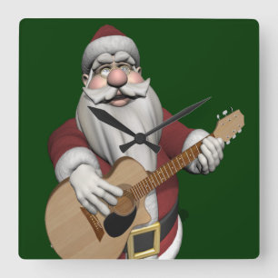 Musikalischer Weihnachtsmann, der Weihnachtslieder Quadratische Wanduhr