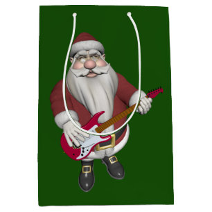 Musikalischer Weihnachtsmann mit roter E-Gitarre Mittlere Geschenktüte
