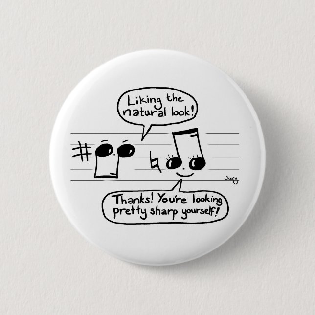 Musikalischer Witz-Cartoon Button (Vorderseite)