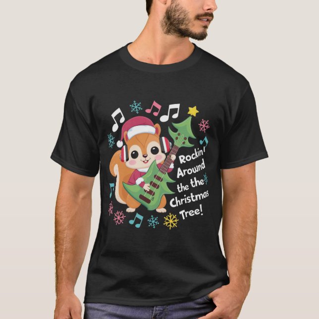 Musikalisches Eichhörnchen in der Weihnachtsmannmü T-Shirt (Vorderseite)