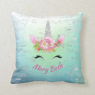 Musikalisches Einhorn Horn und Blume mit Eyelashes Kissen