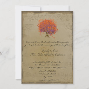 Musikalisches Gold Orange Pflaumen Herz Blatt Baum Einladung