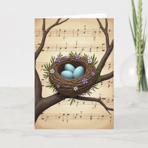 Musikalisches Nest Frühling Grußkarte Karte