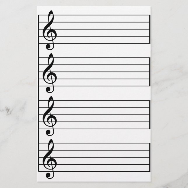 Musikalisches Personal-Höhengclef-Schwarzweiss Briefpapier (Vorderseite)
