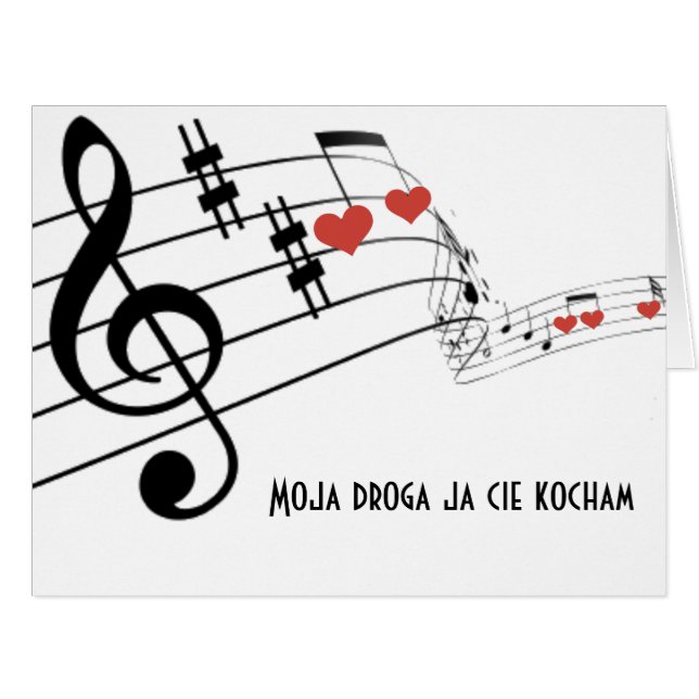 Musikalisches Personal mit Anmerkungen und Herzen (Vorderseite (Horizontal))