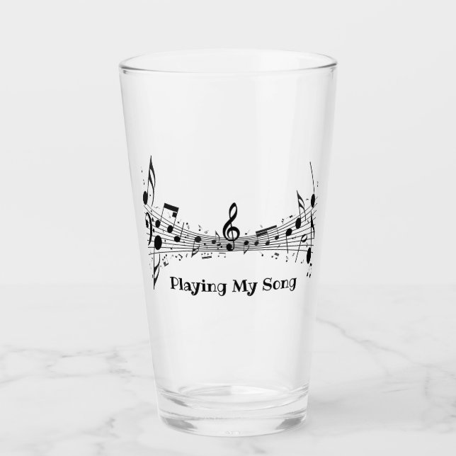 Musikalisches Score Design Trinkglas Glas (Vorderseite)