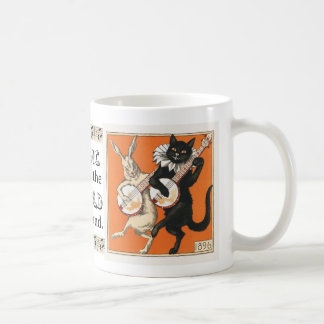 Musikalisches Tanzkaninchen und Katze Kaffeetasse