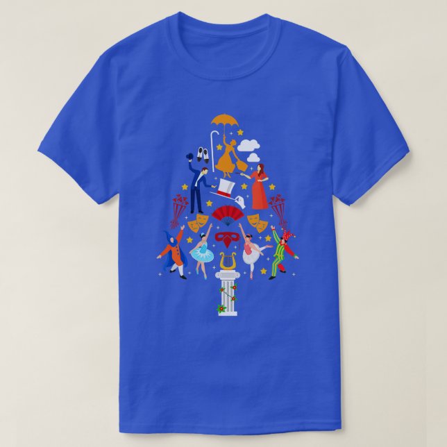 Musikalisches Theater Weihnachtsbaum Weihnachten T-Shirt (Design vorne)