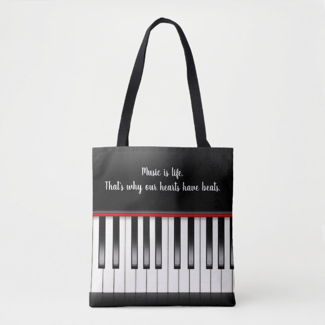 Musikangebot auf Klaviertasten Tasche (Vorderseite)