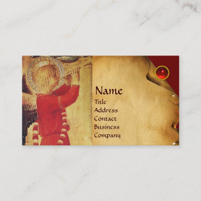 MUSIKANISCHES ANGEL IN ROT UND GOLD VISITENKARTE (Vorderseite)