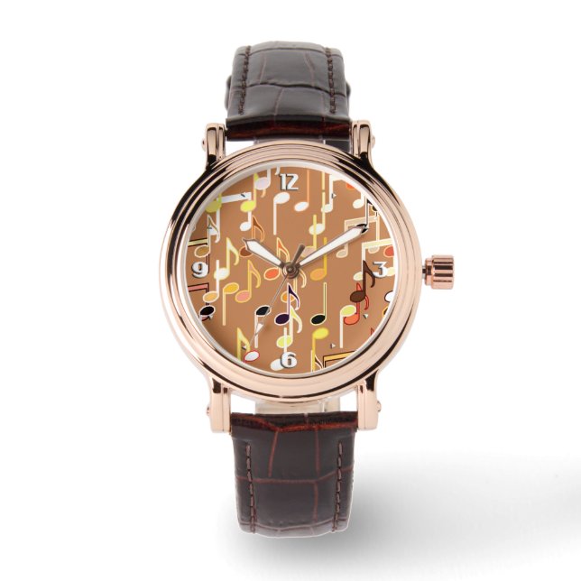 Musikanmerkungen drucken - Caramel Tan, Multi Armbanduhr (Vorderseite)